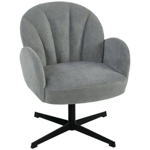 HOMCOM Swivel Accent Chair, Shell-Shaped Armchair with Spring Cushion, Metal Base, Grey HOMCOM Swivel Accent Chair, Shell-Shaped Armchair with Spring Cushion, Metal Base, Grey