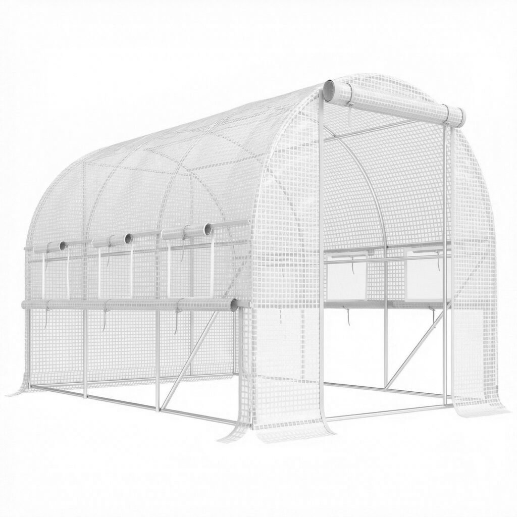 Outsunny Walk-in Polytunnel Greenhouse Green House with Roll-up Sidewalls, UV-resistant PE Cover, 3 x 2 x 2m, White Outsunny Walk-in Polytunnel Greenhouse Green House with Roll-up Sidewalls, UV-resistant PE Cover, 3 x 2 x 2m, White