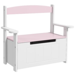 AIYAPLAY 2-in-1 Toy Box for Kids with Lid for Bedroom, Nursery, Playroom, Pink