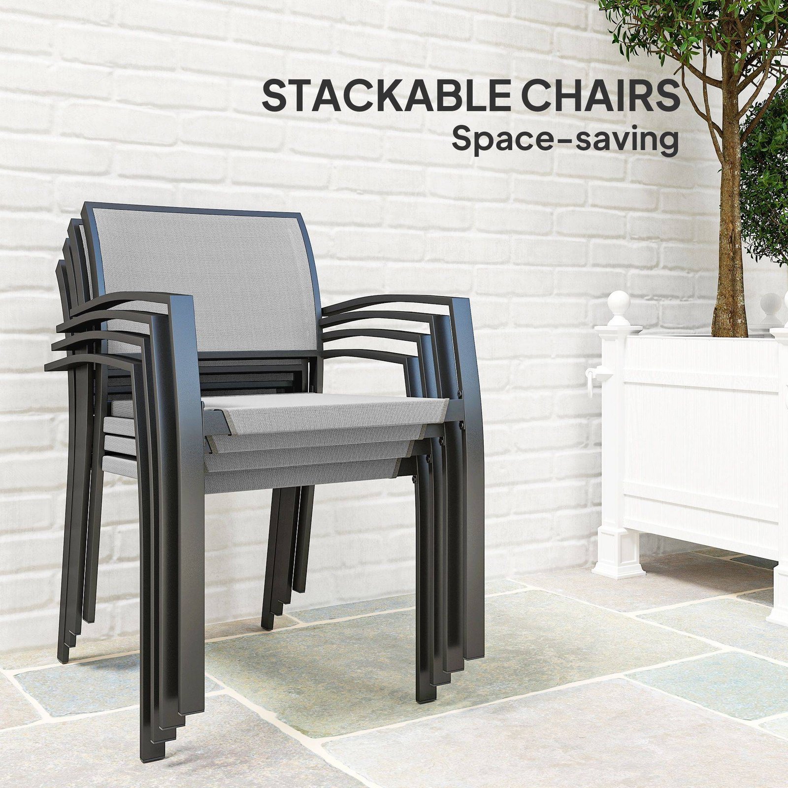 Outsunny Five-Piece Outdoor Garden Dining Set - Grey - Image 4