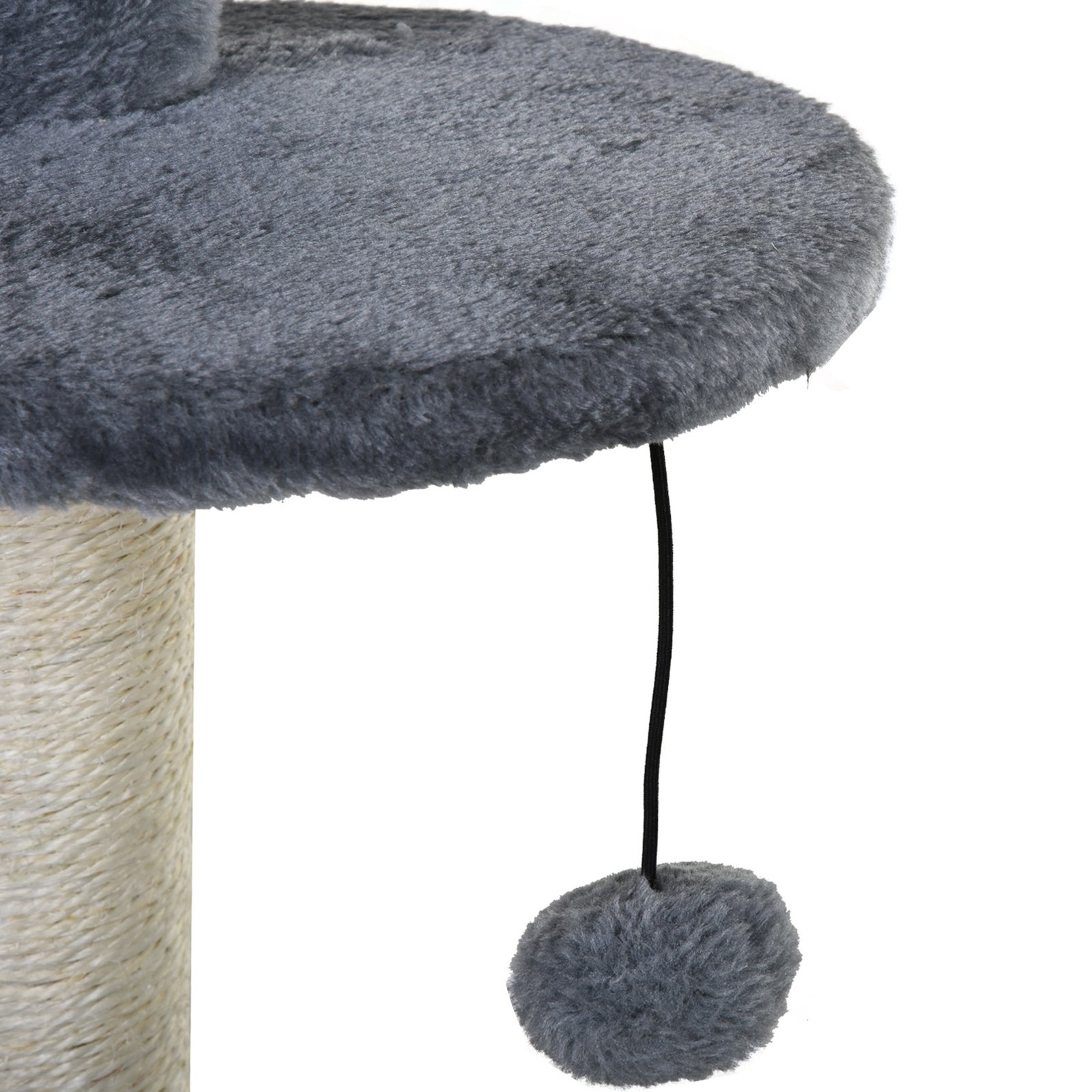 PawHut 100cm Cat Tree for Indoor Cats, Cat Tower Condo for Kittens with Cat House Sisal Scratching Posts, Hanging Ball Toys, Perches - Grey - Image 9