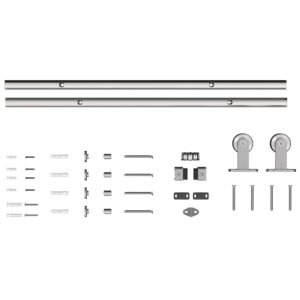 HOMCOM Sliding Door Hardware Kit Heavy Duty 304 Stainless Steel 152 cm Wide Door Silver Tone