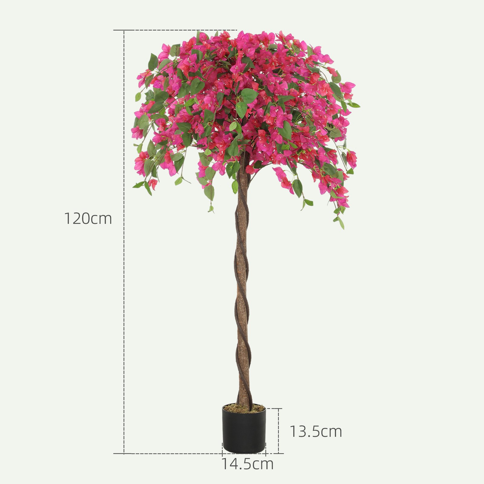 HOMCOM Artificial Plants Murraya, 120 cm Artificial Blossom, Fake Plants in Pot, Large Red Artificial Tree with Flowers for Home House Office Garden Decoration (2 Pack) - Image 3