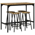 HOMCOM Five-Piece Industrial-Style Bar Table Set – Brown/Black