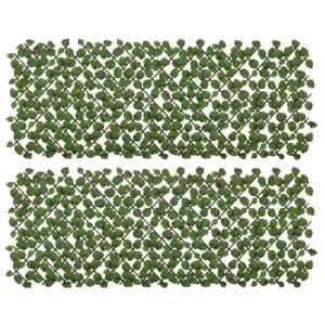 Outsunny Set of 2 Expandable Artificial Trellis Hedges  Realistic Leaf Privacy Screen, 2 x 1 m