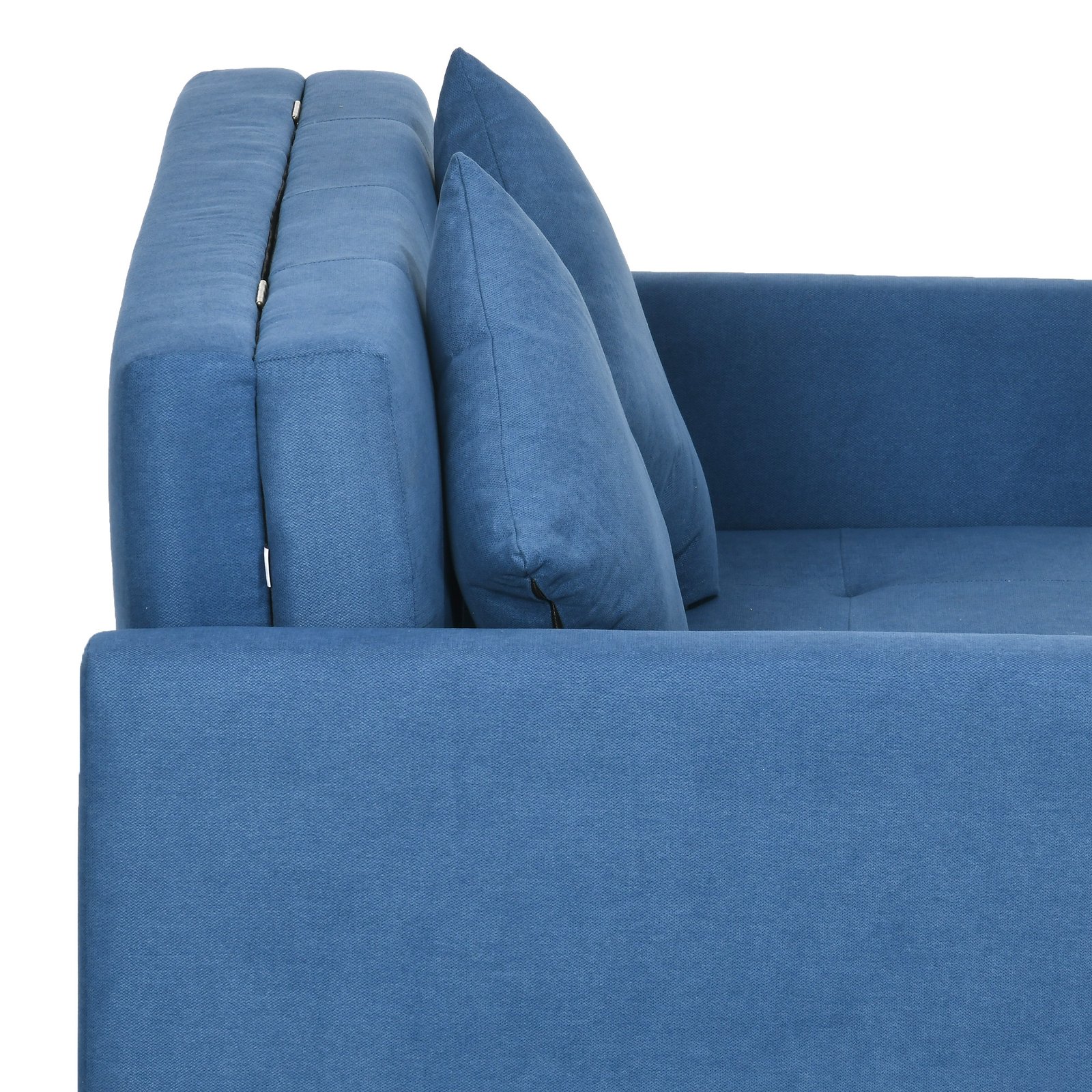 HOMCOM 2 Seater Sofa Bed with Hidden Storage, Pull Out Convertible Bed Settee, Modern Snow Flannel Loveseat Sofa Sleeper with 2 Cushions for Living Room, Guest Room, Deep Blue - Image 9