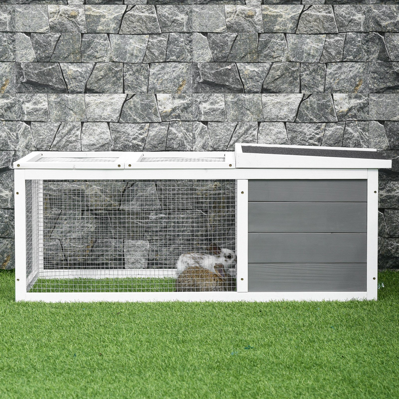 PawHut Guinea Pigs Hutches Small Guinea Pigs Hutches Pet Run Cover, with Water-resistant Asphalt Roof - Image 8