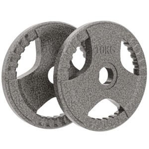 HOMCOM Set of 2 Cast Iron Weight Plates for 2 inch/5cm Hole Dumbbell Handle Bar, 20kg Dumbbell Plates Barbell Weight 2 x 10kg