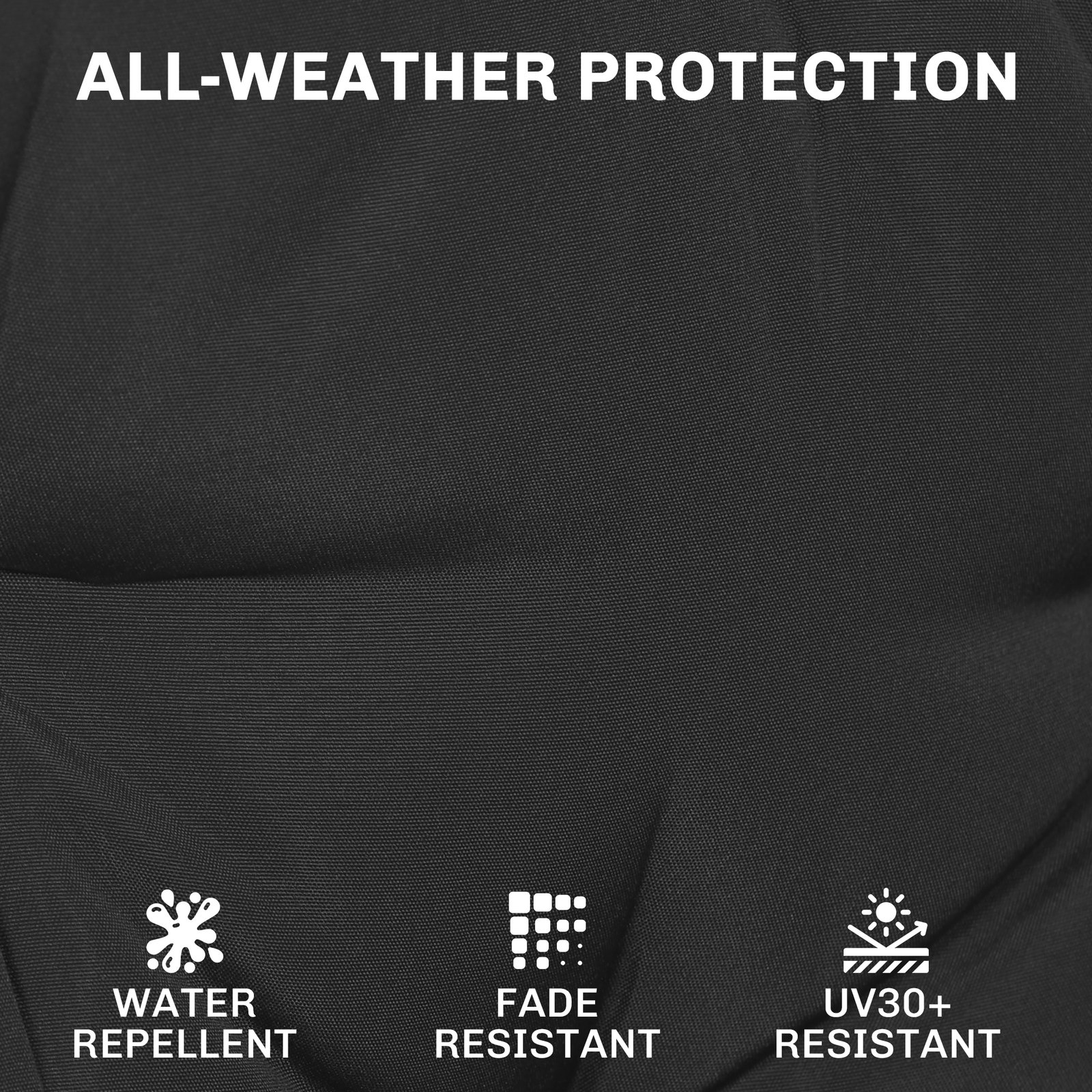 Outsunny Outdoor Chair Seat Cushions Set of 2, Garden Chair Cushions with 7cm Thick Foam & Ties, Black - Image 5