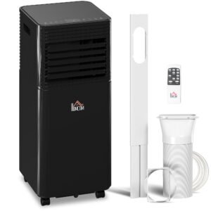 HOMCOM 7000 BTU 4-In-1 Portable Air Conditioner Unit Cooling Dehumidifying Ventilating  for Room up to 26m², with Fan, Remote, 24H Timer, Window Mount Kit, R290, A Energy Efficiency