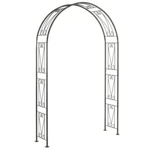 Outsunny Garden Arch, Arbour Trellis for Climbing Plants, Rose Arch for Wedding Garden Decoration, 155 x 40 x 246 cm, Black