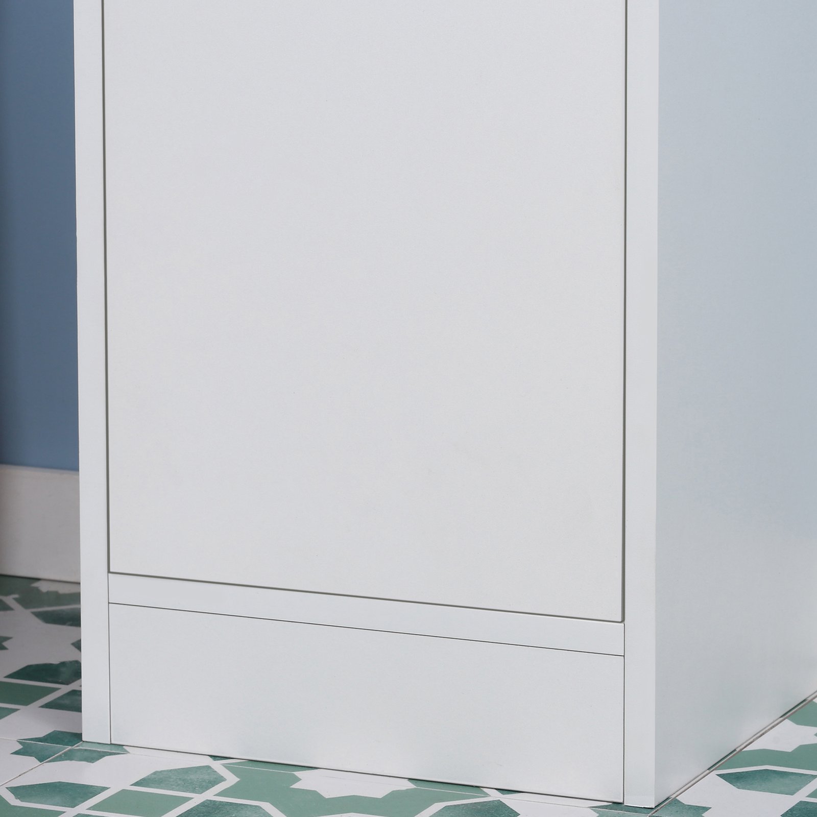 kleankin Tall Bathroom Storage Cabinet with Mirror, Narrow Bathroom Unit, Freestanding Bathroom Cupboard with Adjustable Shelves and 2 Doors, White - Image 9