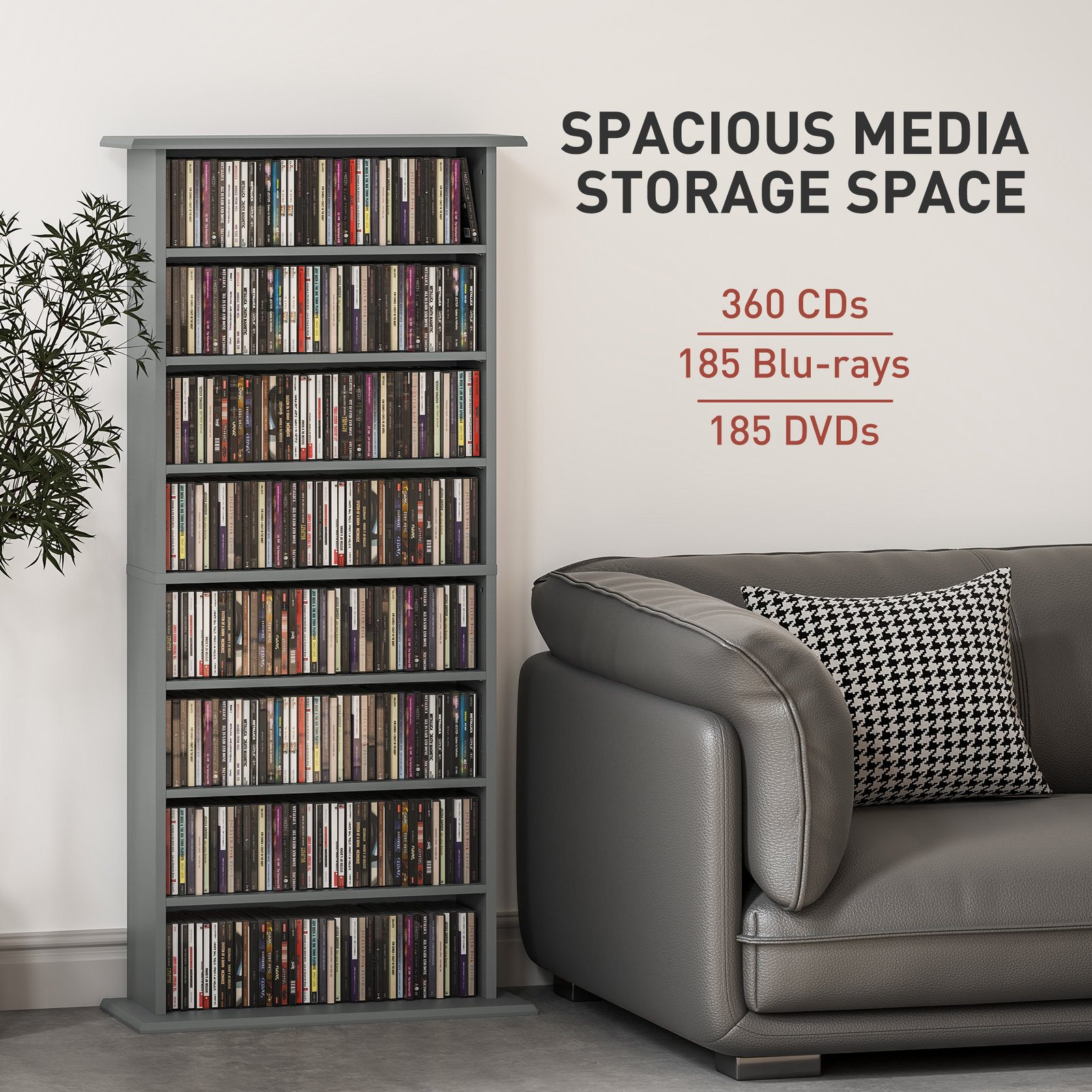 HOMCOM 360 CD Storage Unit - Grey - Image 4