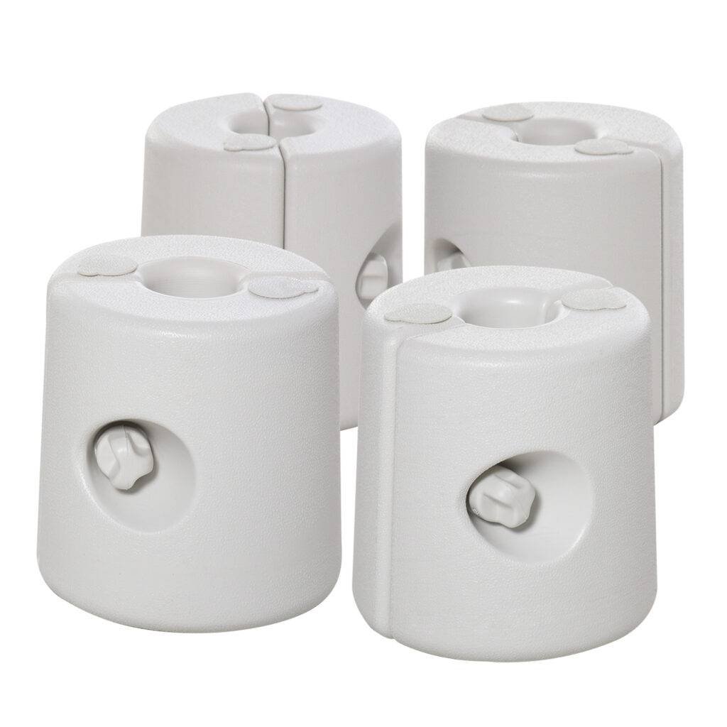Outsunny 4 Pack 36 kg Gazebo Weights, Canopy Tent Weights with Rapid Clip, Gazebo Leg Weights Fill with Sand or Water, White