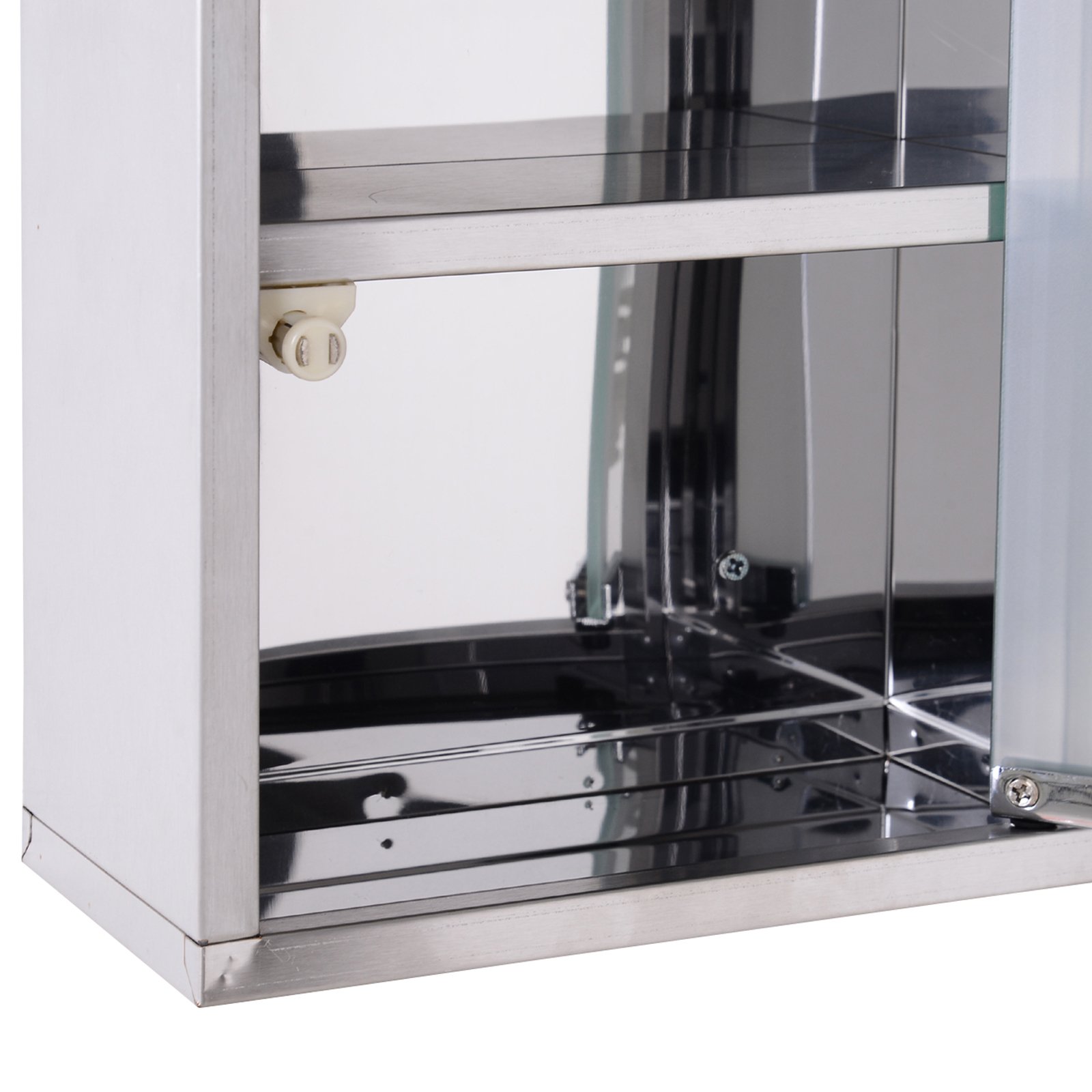 HOMCOM Stainless Steel wall mounted Medicine Cabinet with 2 Shelves + Security Glass Door Lockable 48 cm(H) - Image 7