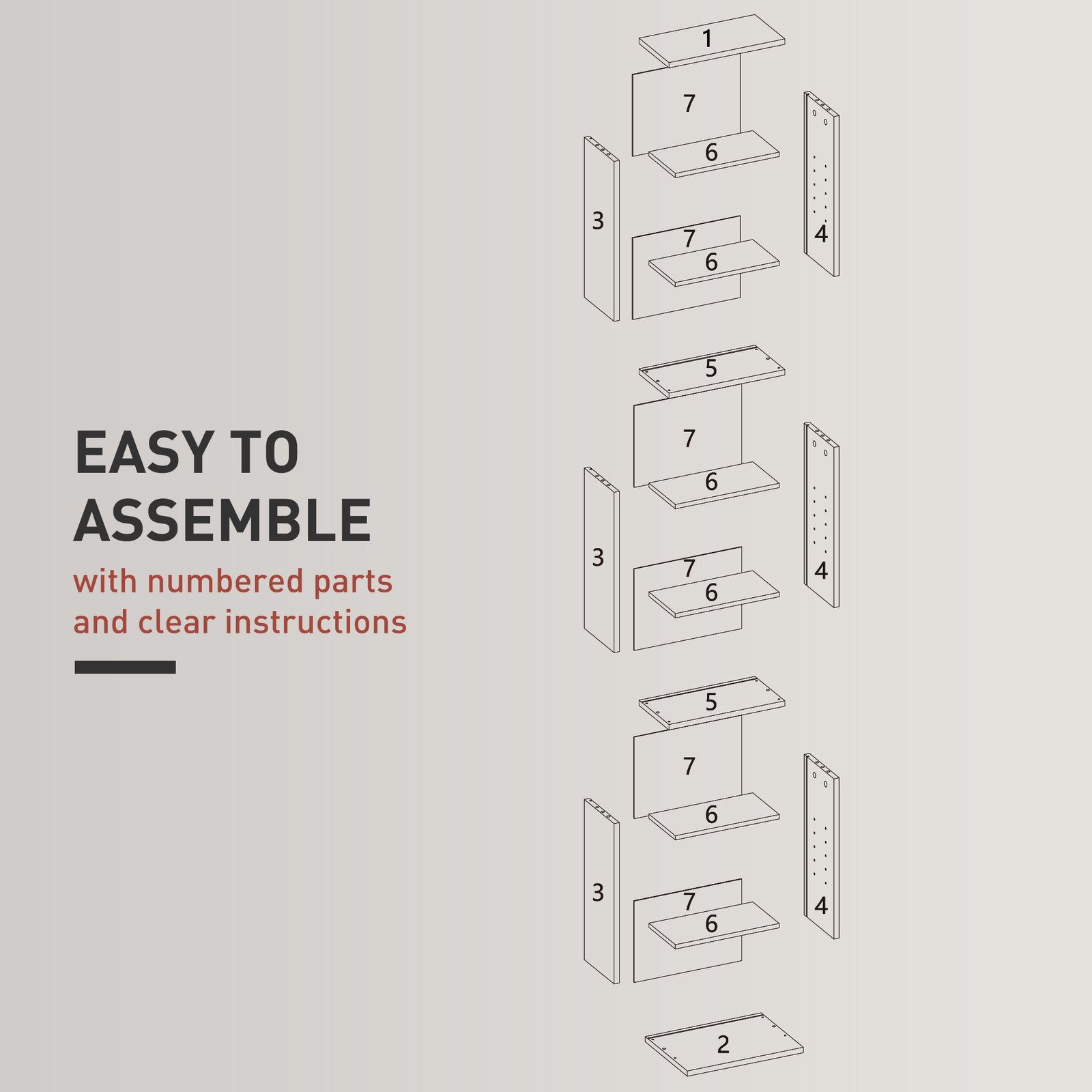 HOMCOM 260 Narrow CD Storage Unit - Grey - Image 7