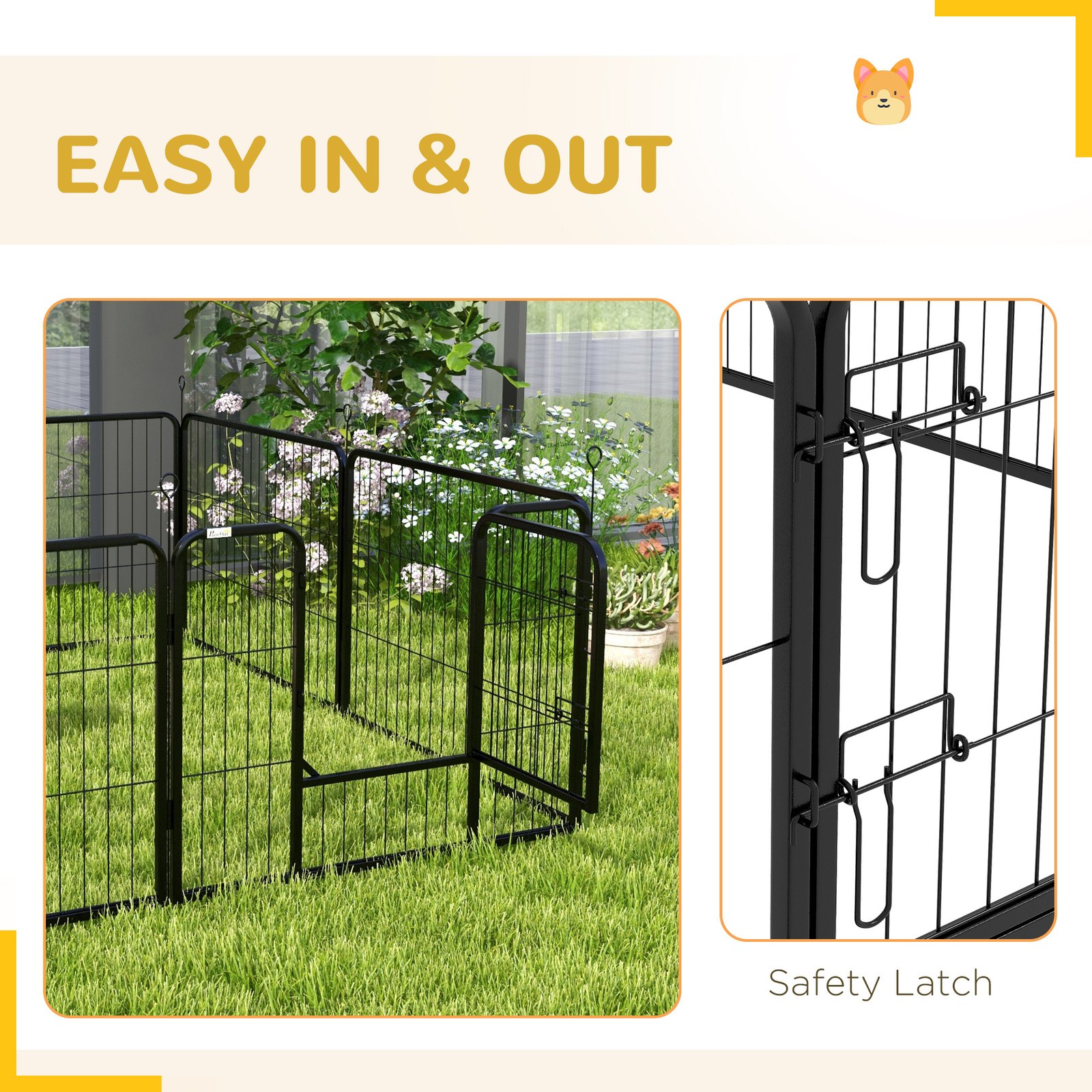 PawHut Steel 8 Panel Dog pen Pet Puppy PlayPen Grey - Image 7