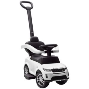 AIYAPLAY Land Rover Discovery Licensed Baby Push Car, 2-in-1 Ride on Car with Push Handle and Safety Guardrail, White