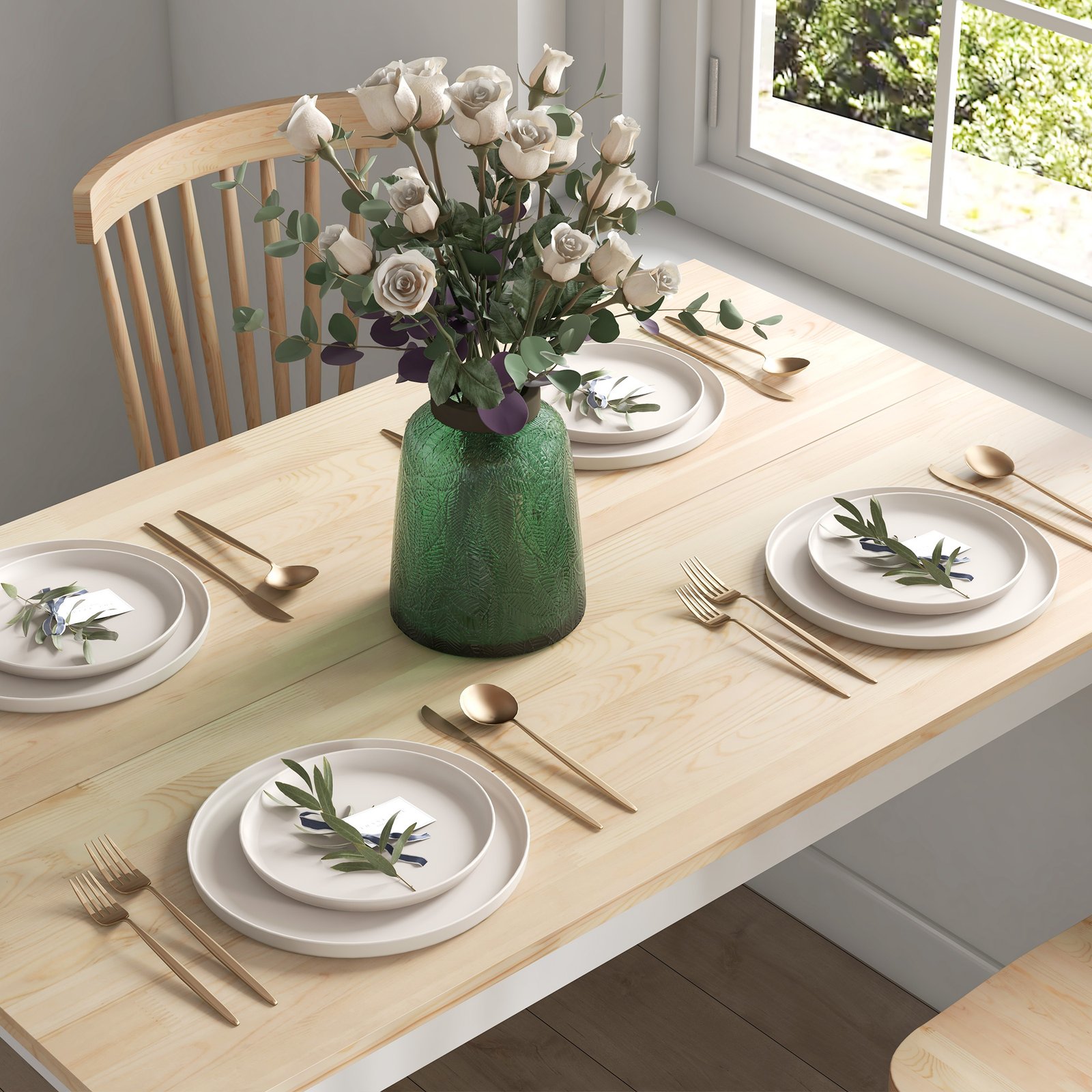HOMCOM Four-Seater Farmhouse-Style Wooden Table - Image 7