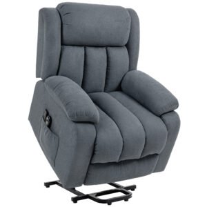 HOMCOM Power Lift Recliner Chair with Massage, Overstuffed Lift Chair for Elderly with Footrest, Remote and Side Pocket, Grey