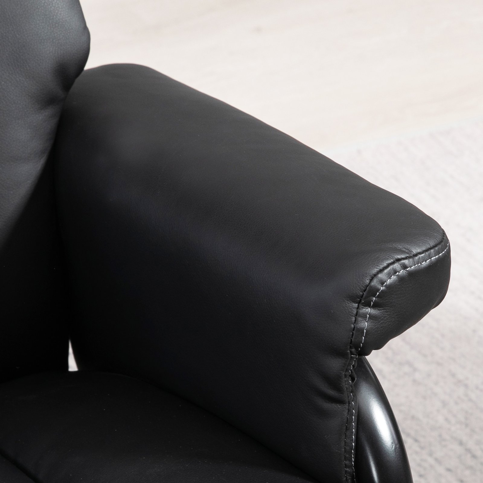 HOMCOM Swivel Recliner Chair with Footstool, PU Leather Recliner Armchair with Ottoman, Steel Base, Upholstered Reclining Chair for Living Room, Bedroom, Office, Black - Image 8