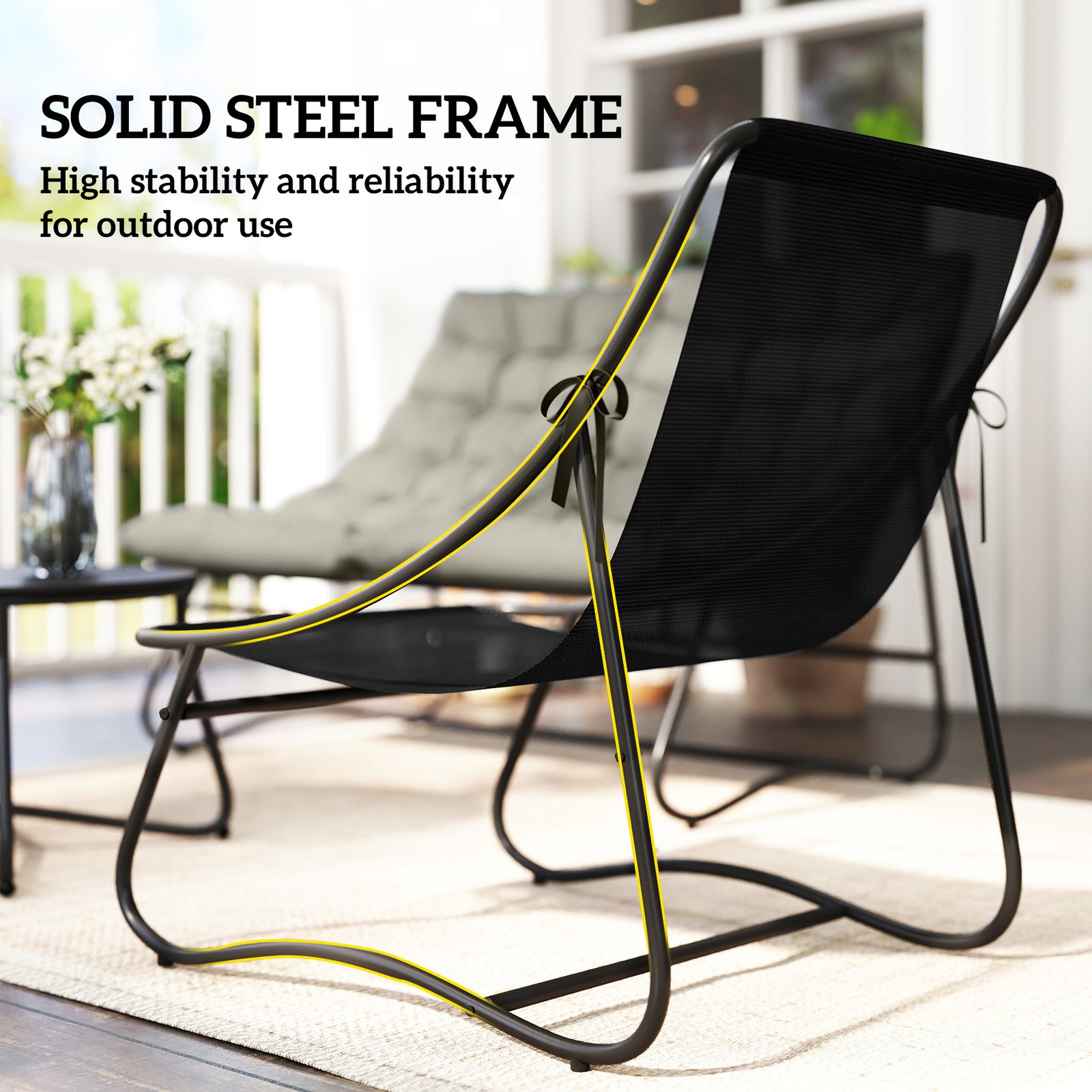Outsunny 4 Seater Garden Furniture Set, Conversation Set with Loveseat Sofa, Chairs, Glass Coffee Table, Thick Cushions, Steel Outdoor Sofa for Balcony, Poolside, Conservatory, Light Grey - Image 6