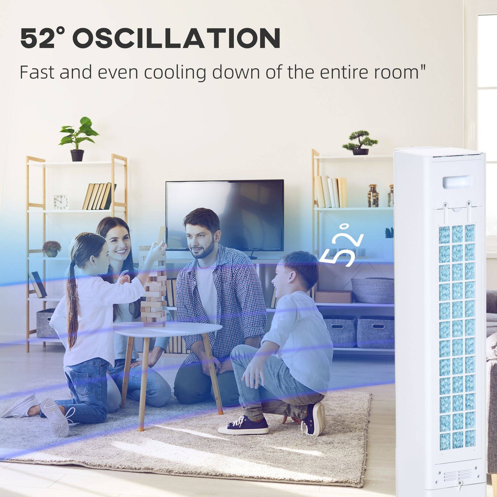 HOMCOM Portable Air Cooler, 3L Tank Evaporative Ice Cooling Tower Fan with 3 Modes, 3 Speeds, Remote, Timer, 60° Oscillating, Portable Swamp Cooler for Home Bedroom, White - Image 9