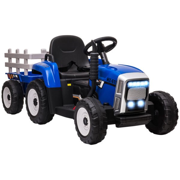 HOMCOM Ride On Tractor, Battery Powered Electric Car, with Detachable Trailer, Remote Control, Music, Blue HOMCOM Ride On Tractor, Battery Powered Electric Car, with Detachable Trailer, Remote Control, Music, Blue