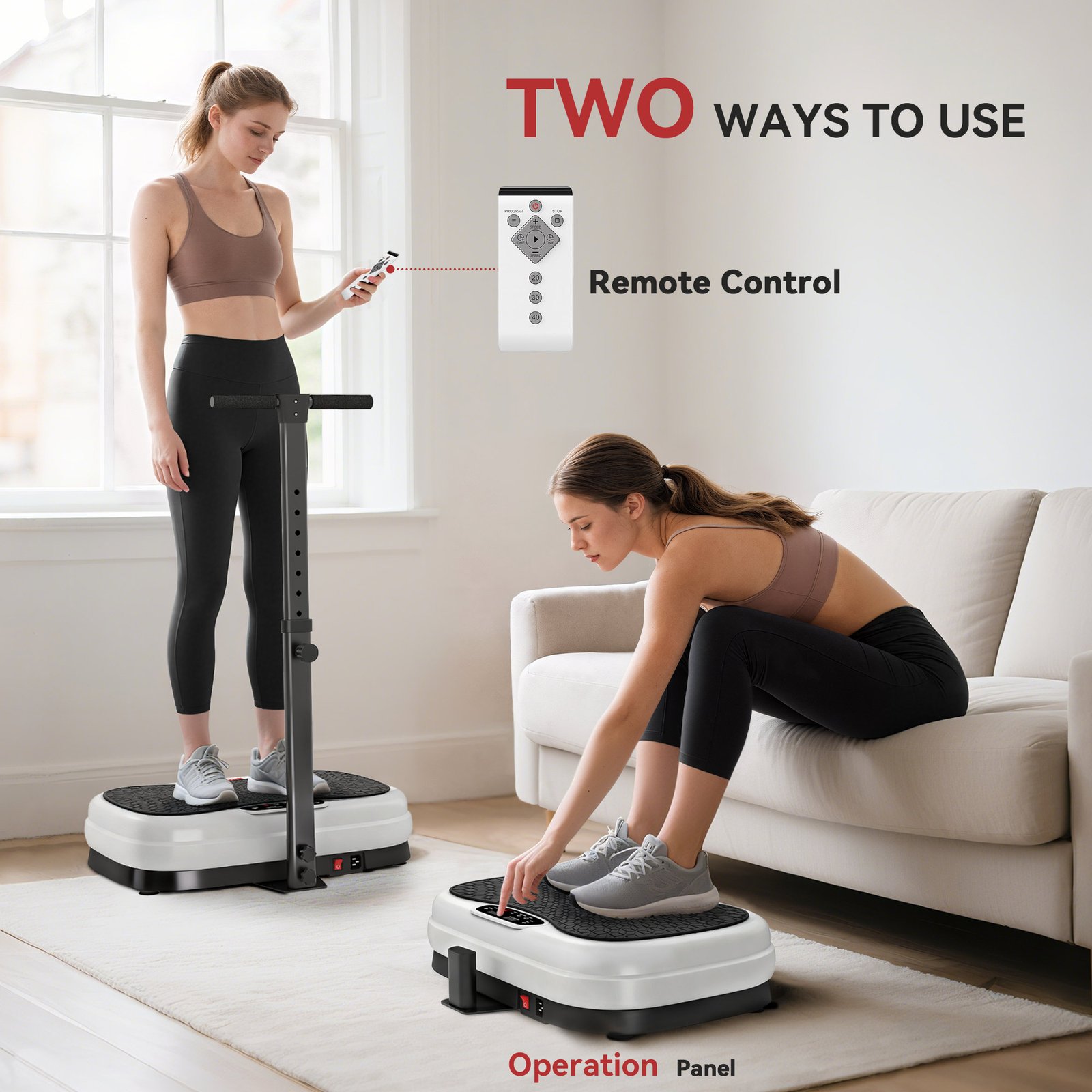SPORTNOW Vibration Plate, with Adjustable/Removable Handle, Preset Modes, 50 Speeds - Image 6