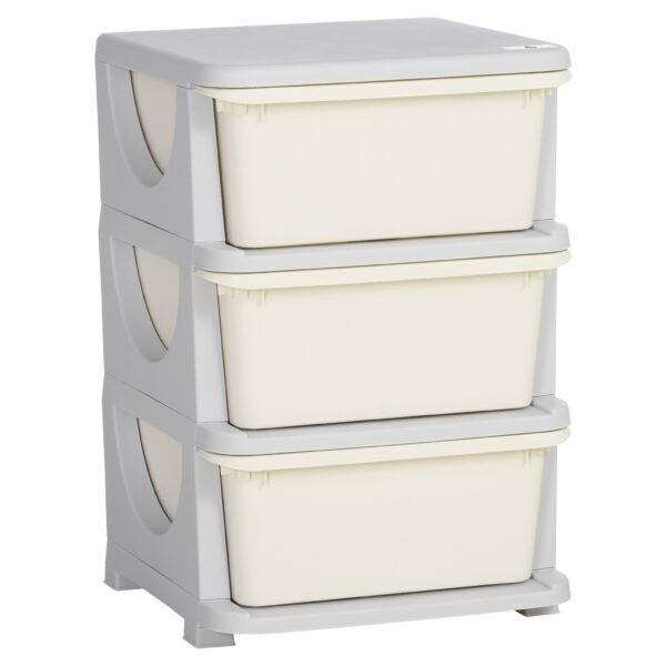 HOMCOM Three-Tier Kids Storage Boxes, with Three Drawers – White
