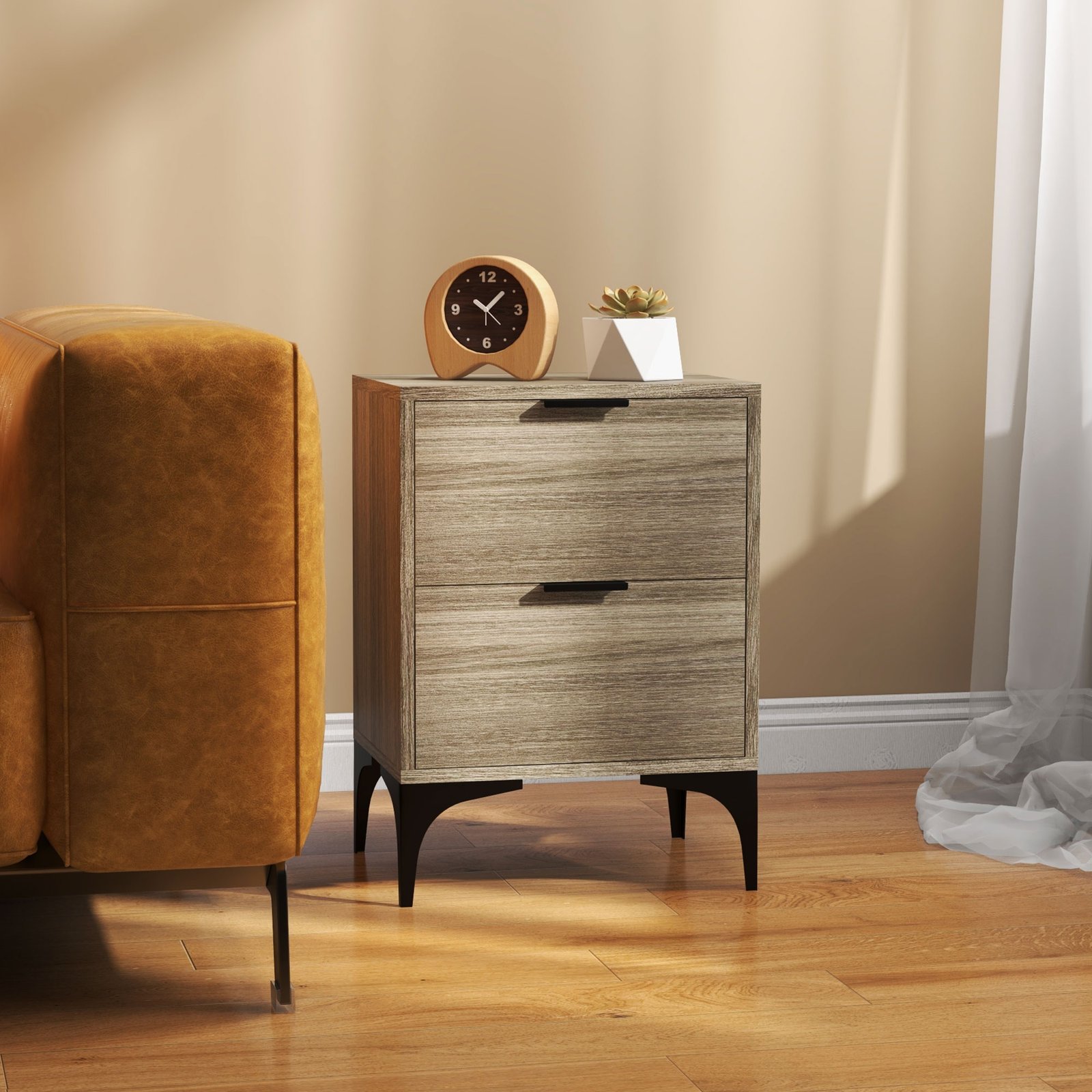 HOMCOM Set of Two Wood Effect Bedside Tables - Image 9