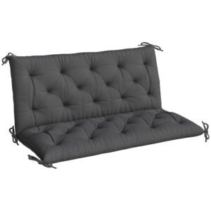 Outsunny Garden Bench Cushion, 2 Seater Swing Chair Cushion, Seat Pad with Ties for Indoor and Outdoor Use, 110 x 120 cm, Black