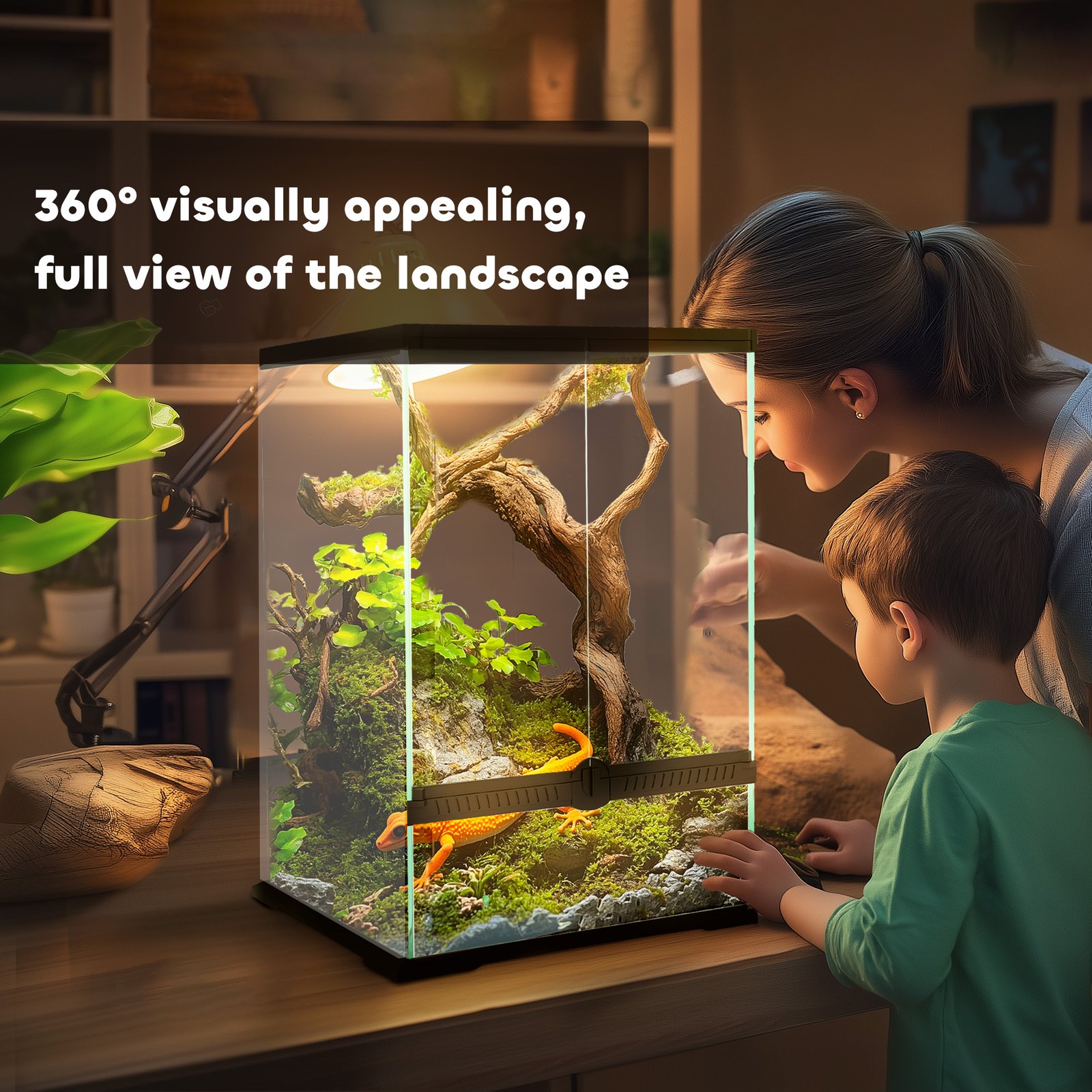 PawHut 40L Vivarium for Lizards, Frogs, Snakes, Turtles, Tortoises w/ Anti-Escape Design, Ventilation - Image 5