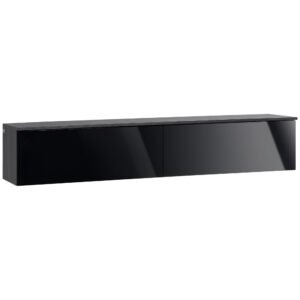 HOMCOM 160cm High Gloss Floating TV Unit Stand for TVs up to 70", Wall Mounted TV Cabinet with Storage Cupboards, Grey and Black
