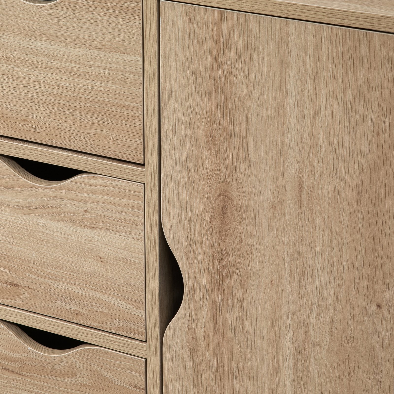 HOMCOM Bathroom Cabinet, Freestanding Storage Cabinet with 4 Drawers, Door Cupboard for Living Room, Kitchen, Bedroom, Natural - Image 9