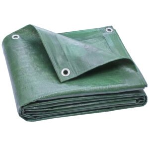 Outsunny 4 x 6m Waterproof Tarpaulin, 90GSM Tear-Resistant PE Tarp with Reinforced Grommets, UV Protected Cover