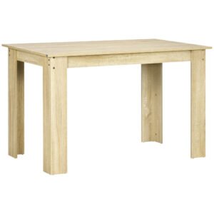 HOMCOM Dining Table for 4-6 People, Kitchen Table with Wood Effect for Dining Room, Oak