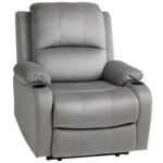HOMCOM Microfibre Manual Reclining Armchair with 135? Recline Back and Footrest – Grey HOMCOM Microfibre Manual Reclining Armchair with 135? Recline Back and Footrest – Grey