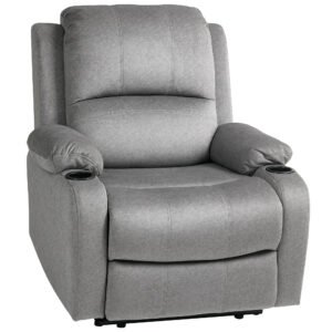 HOMCOM Microfibre Manual Reclining Armchair with 135° Recline Back and Footrest - Grey