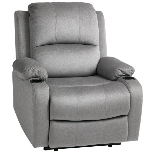 HOMCOM Microfibre Manual Reclining Armchair with 135? Recline Back and Footrest – Grey HOMCOM Microfibre Manual Reclining Armchair with 135? Recline Back and Footrest – Grey