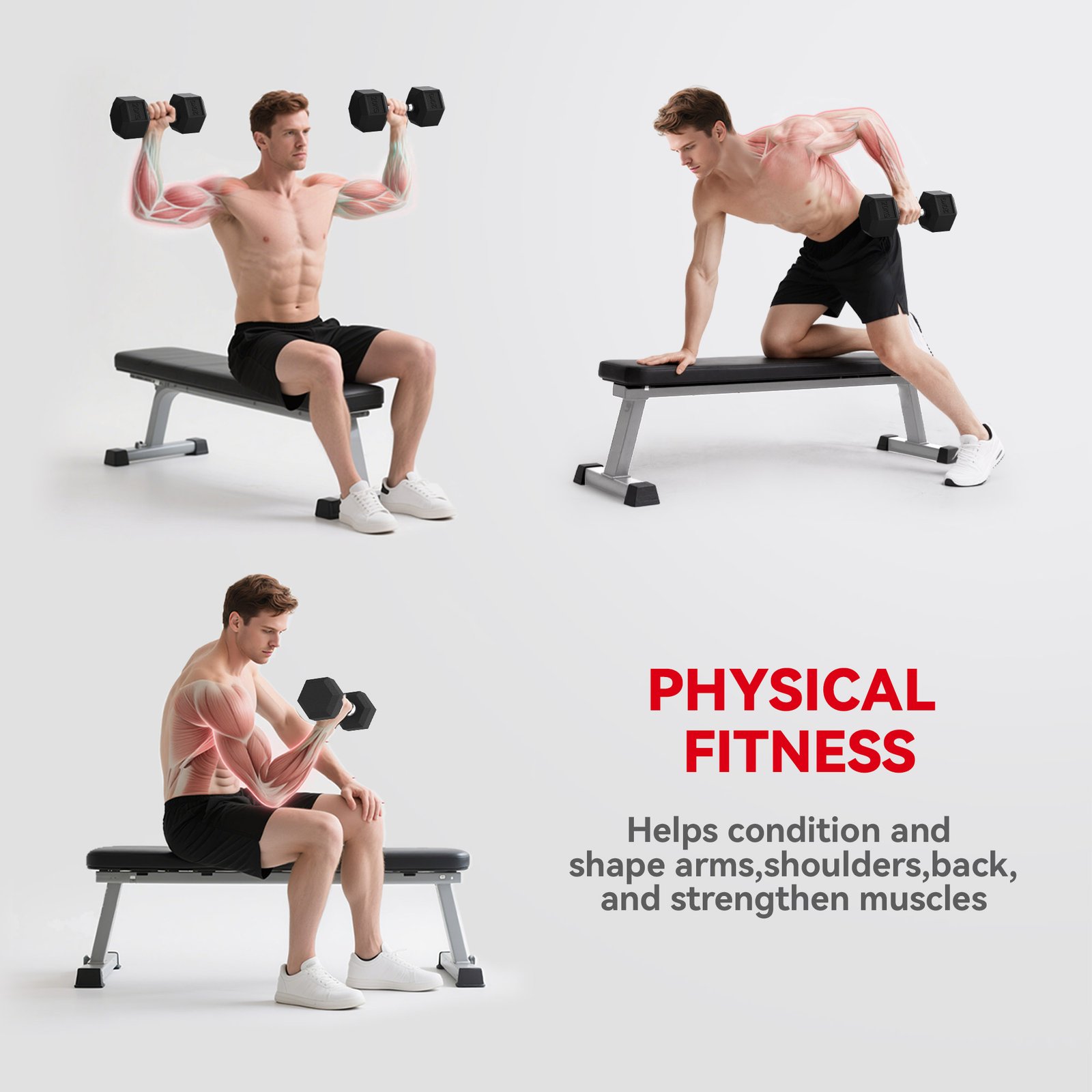 HOMCOM 20KG Single Rubber Hex Dumbbell Portable Hand Weights Dumbbell Home Gym - Image 7