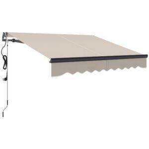Outsunny 2.5 x 2m Electric Awning with Remote Controller, Aluminium Frame DIY Retractable Awning, UV30+ Sun Shade Canopy for Garden Patio Deck Door Window, Beige