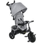 HOMCOM 6 in 1 Kids Trike with Parent Handle, Canopy, 5-point Seat Belt, Storage, Footrest, Brake, for 1-5 Years, Grey