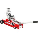 HOMCOM Hydraulic Low Profile Floor Jack, 2.5 Tonne Heavy Duty Steel Trolley Car Jack Lift with 80-360 mm Lifting Range, Wheels, Top Handle, Red