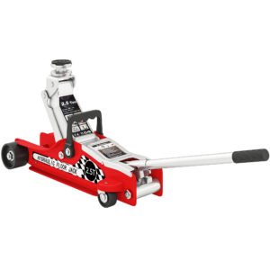 HOMCOM Hydraulic Low Profile Floor Jack, 2.5 Tonne Heavy Duty Steel Trolley Car Jack Lift with 80-360 mm Lifting Range, Wheels, Top Handle, Red HOMCOM Hydraulic Low Profile Floor Jack, 2.5 Tonne Heavy Duty Steel Trolley Car Jack Lift with 80-360 mm Lifting Range, Wheels, Top Handle, Red