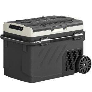 Outsunny 40L Compressor Car Fridge Freezer, Dual Zone Camping Refrigerator with App Control, Telescopic Handle, -20?-20?