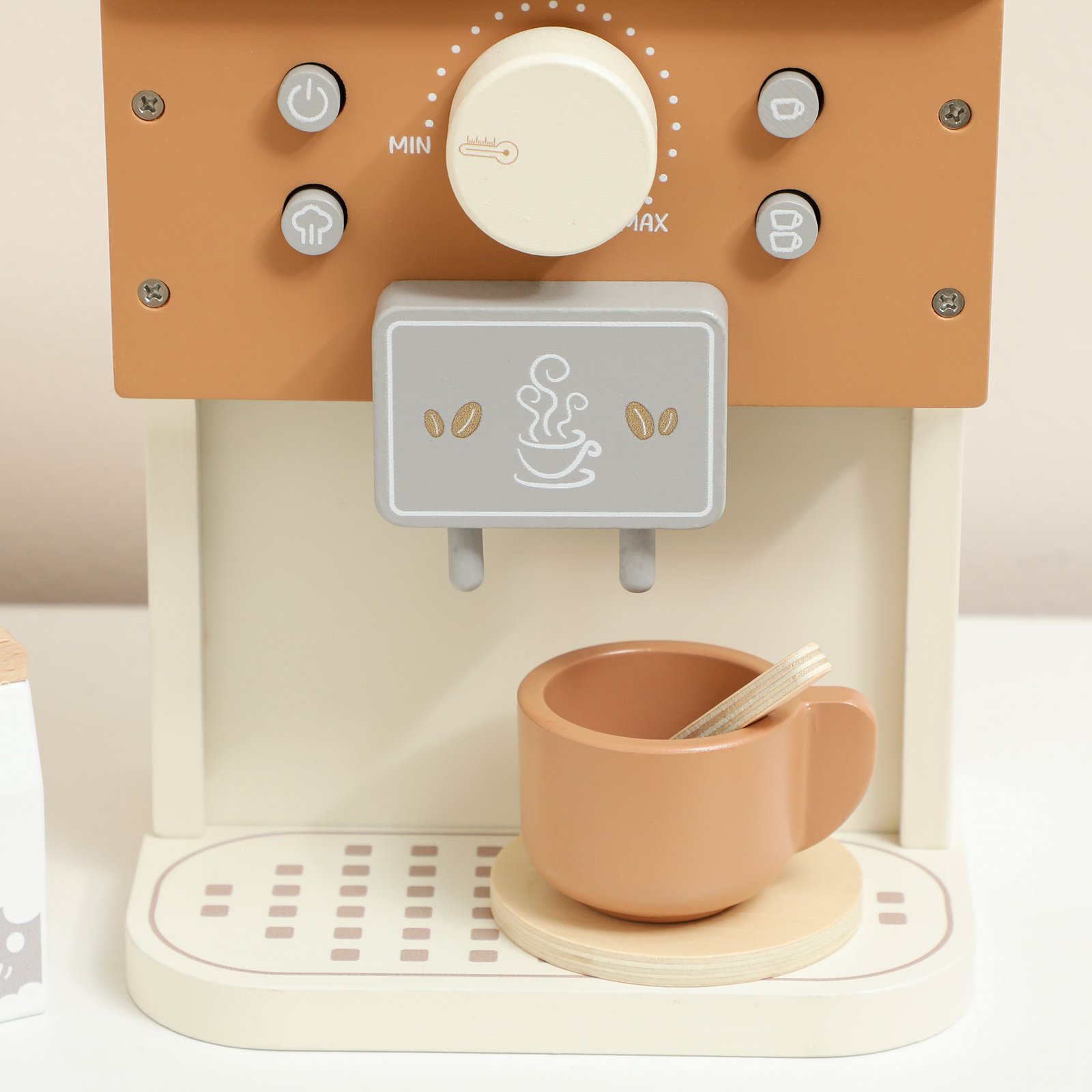 AIYAPLAY Kids Wooden Coffee Machine Toy, Pretend Play Kitchen Accessories Gift for Boys and Girls Ages 3+ - Image 9
