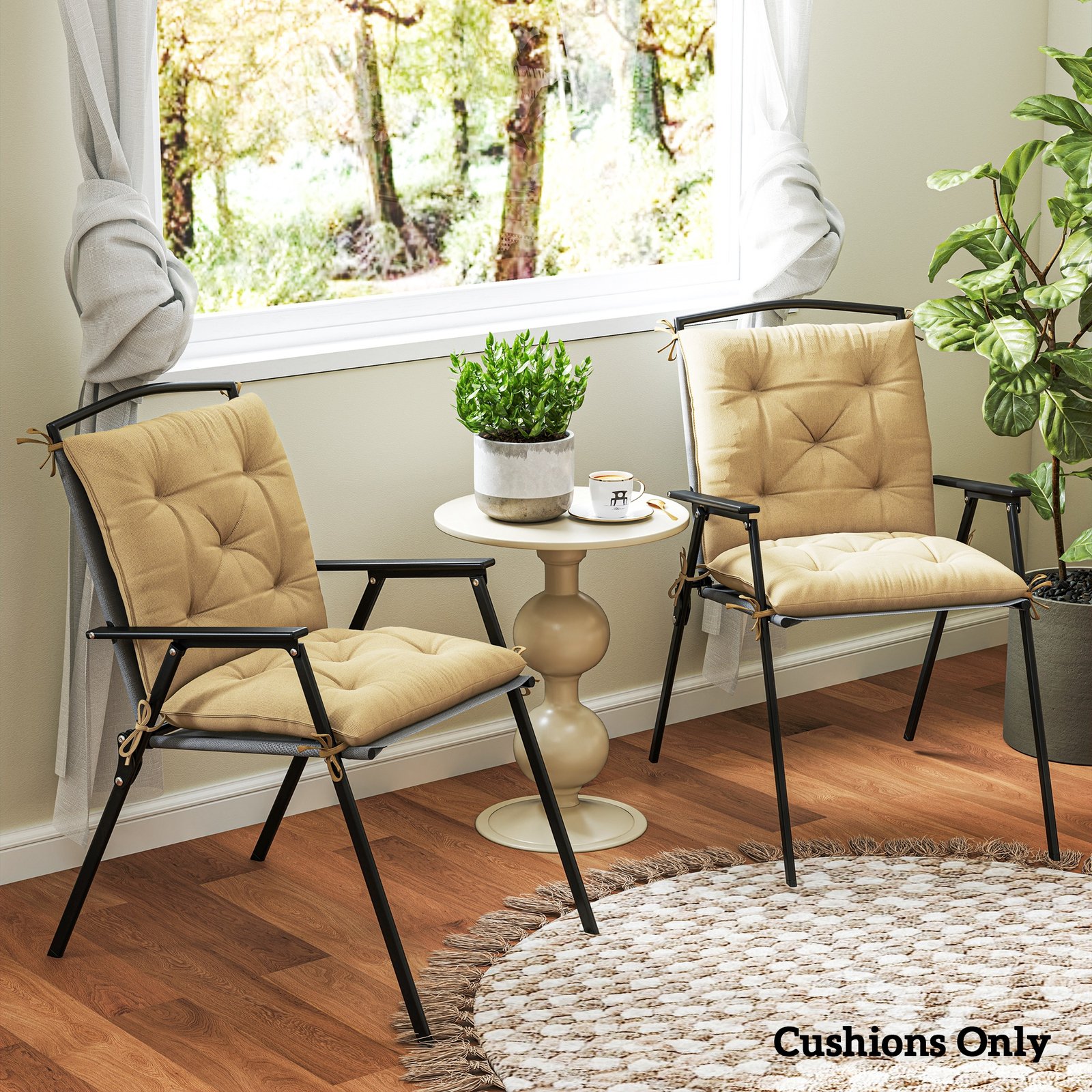 Outsunny Set of Two Outdoor Seat Cushions - Khaki - Image 7