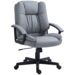HOMCOM Office Chair, Computer Desk Chair, Mid Back Executive Chair with Adjustable Height and Swivel Rolling Wheels for Home Study, Light Grey HOMCOM Office Chair, Computer Desk Chair, Mid Back Executive Chair with Adjustable Height and Swivel Rolling Wheels for Home Study, Light Grey