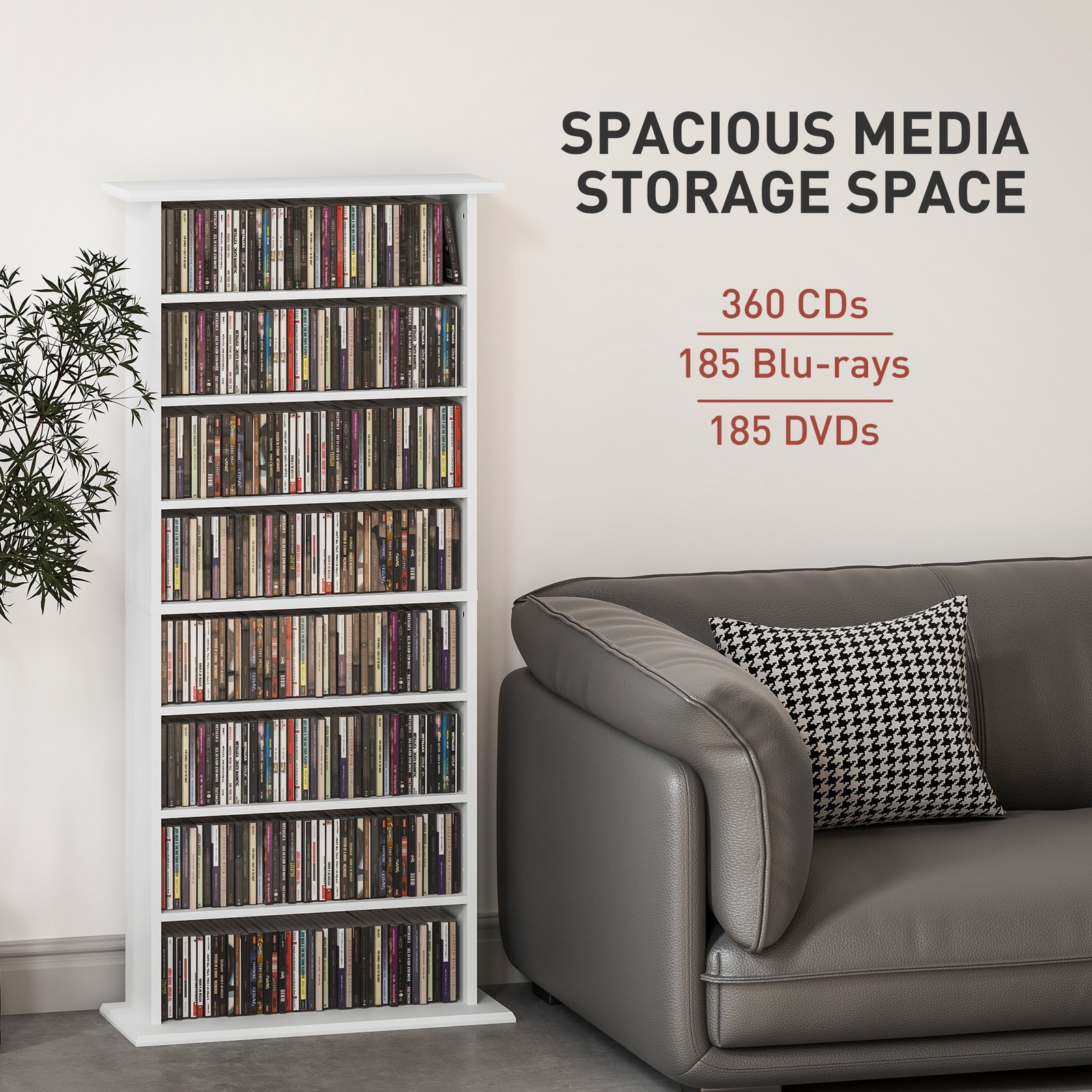 HOMCOM 360 CD Storage Unit - White - Image 4